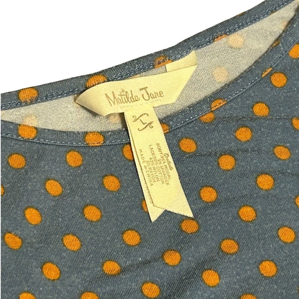 Matilda Jane Polka Dot Lace Ruffle Hem Camisole Top Blue Orange Women L 24522T